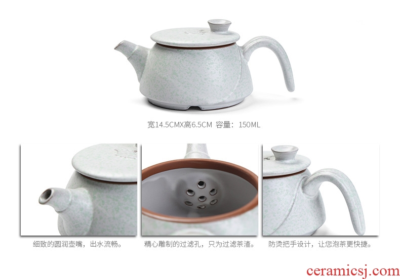 Coarse pottery side put the pot of kung fu tea set suit Japanese household small set of simple ceramic restoring ancient ways 6 people office of move
