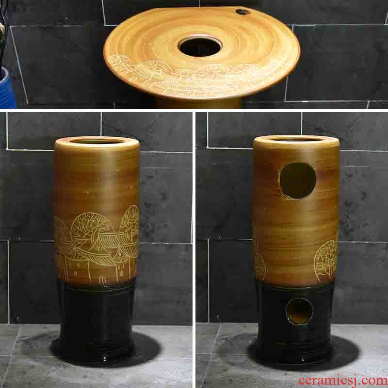 Balcony column basin sink toilet ceramic sinks one pillar sink console small family