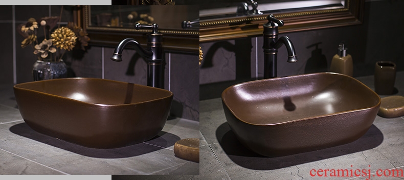 Jingdezhen brown metal glaze stage basin art square toilet lavatory ceramic lavabo household