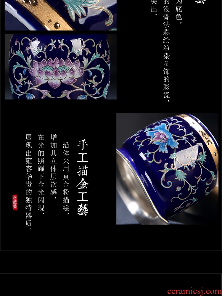 The Product of jingdezhen porcelain remit tasted silver gilding ji grilled blue flower fair keller pastel rolling line hand paint points of tea, tea sets