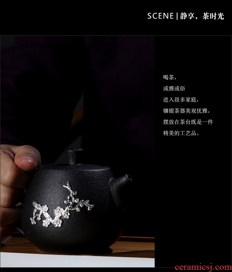 The Product porcelain sink coarse pottery ease pot with silver checking silver ceramic teapot tea gift kung fu tea