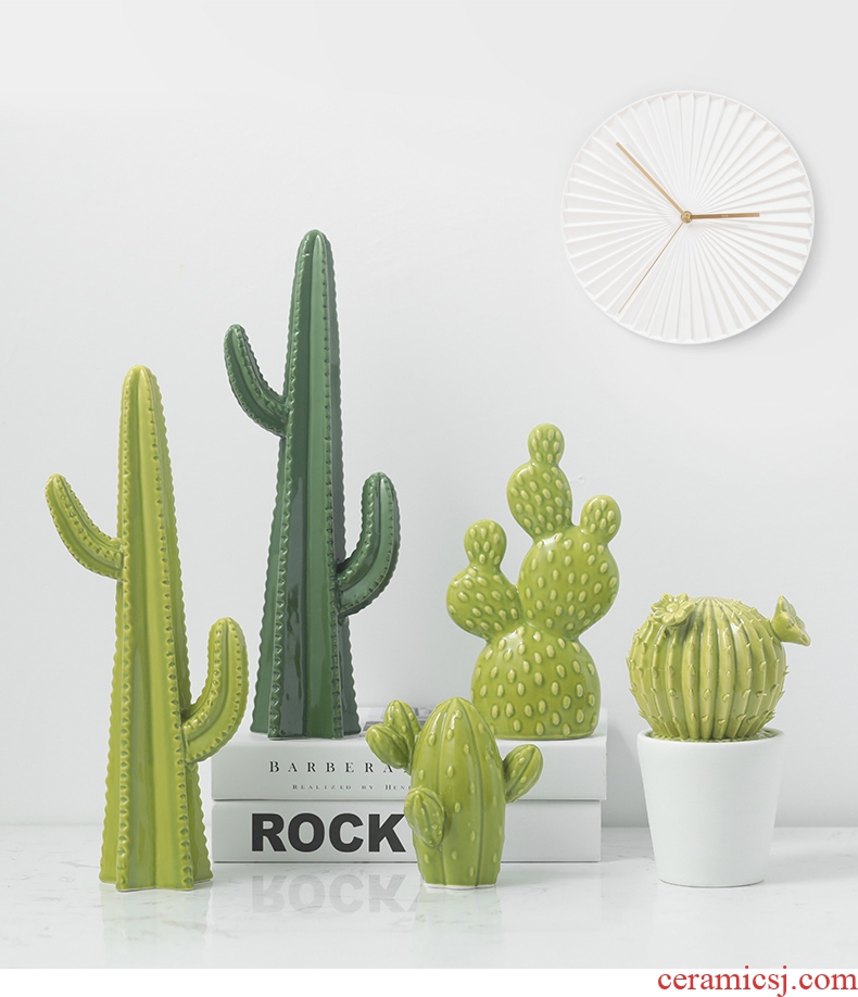 Nordic ins wind cactus furnishing articles sitting room furniture creative move office ceramic plant desktop ornaments