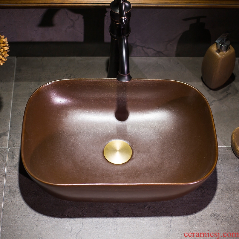 The stage basin brown metal glaze antique art household ceramic lavabo lavatory toilet wash basin