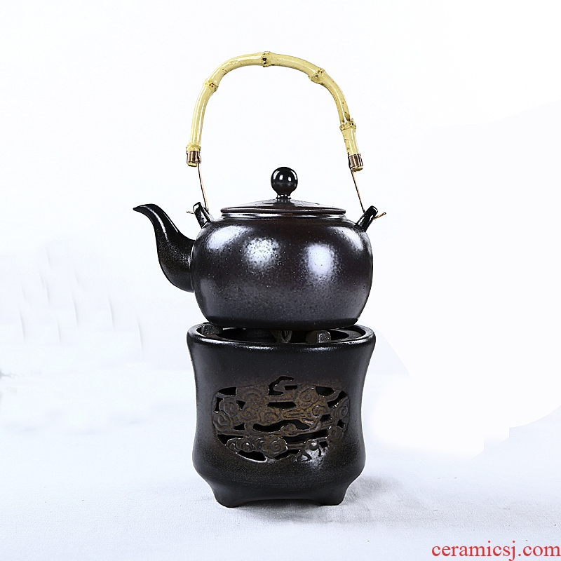 Japanese friend is coarse pottery alcohol furnace to burn the teapot set of TaoLu burn pot of boiled ceramic heat the teapot to the girder