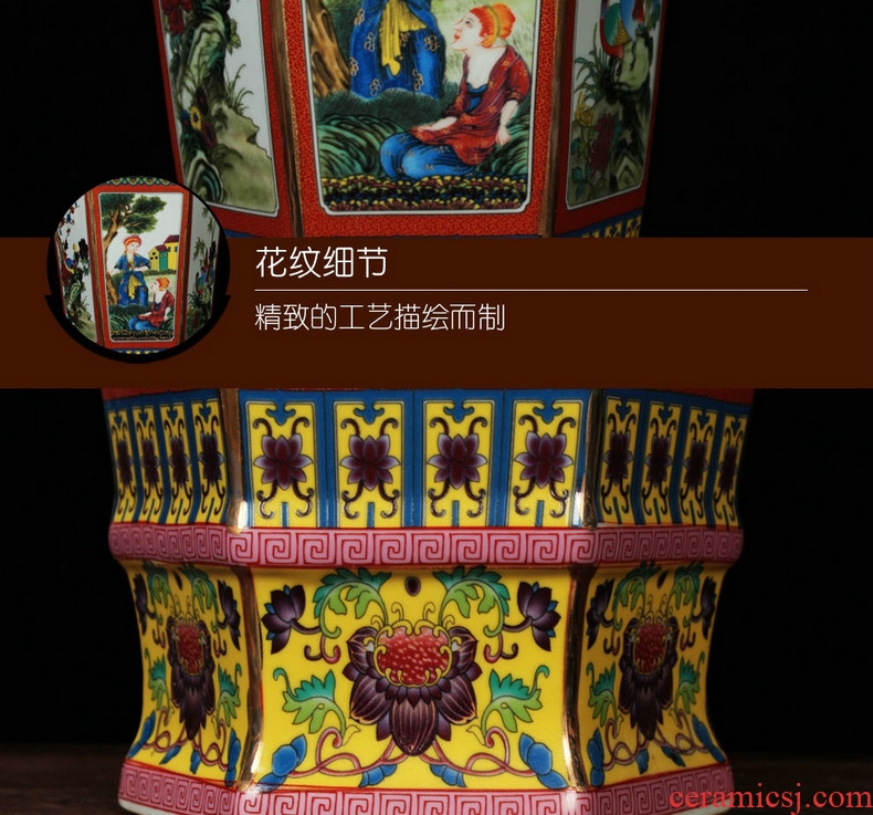 Classical jingdezhen ceramics vase archaize colored enamel had the six - party vase rich ancient frame decorative furnishing articles