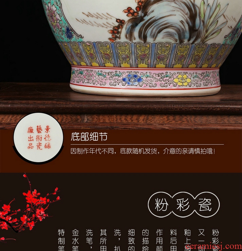 Jingdezhen ceramics hand - made pastel double elephant ladies image first great vase was Chinese style household furnishing articles