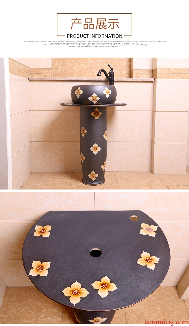 Pillar lavabo one - piece floor contracted conjoined ceramic art lavatory sink basin basin