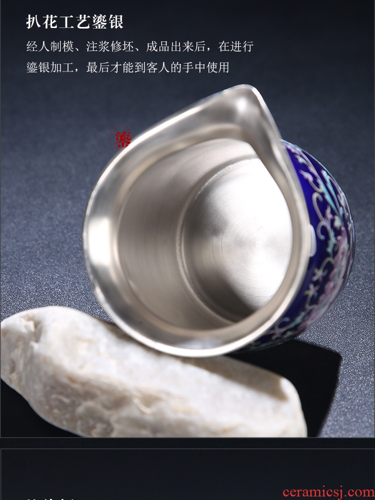 The Product of jingdezhen porcelain remit tasted silver gilding ji grilled blue flower fair keller pastel rolling line hand paint points of tea, tea sets