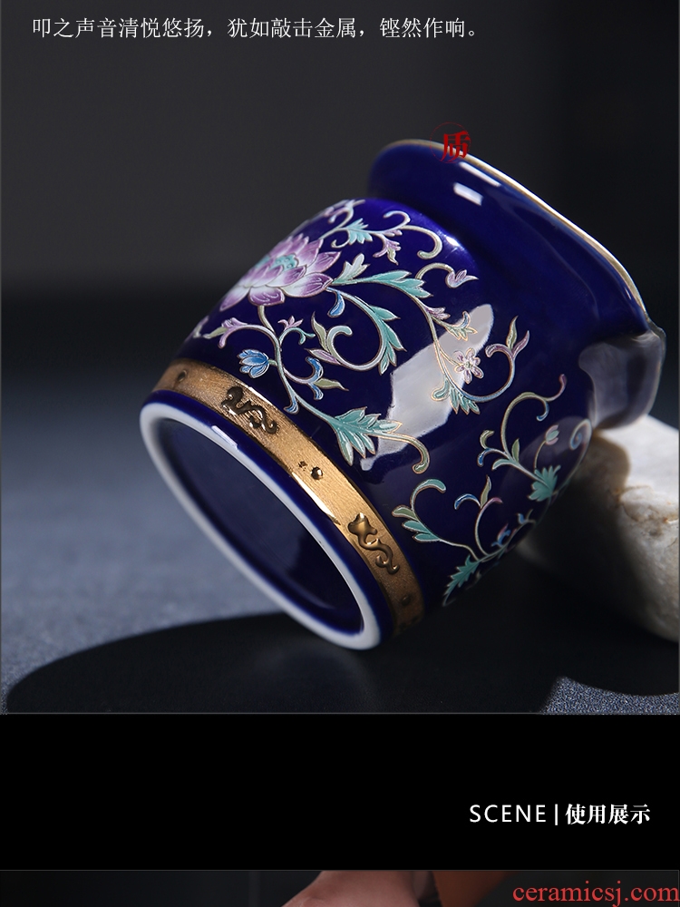 The Product of jingdezhen porcelain remit tasted silver gilding ji grilled blue flower fair keller pastel rolling line hand paint points of tea, tea sets