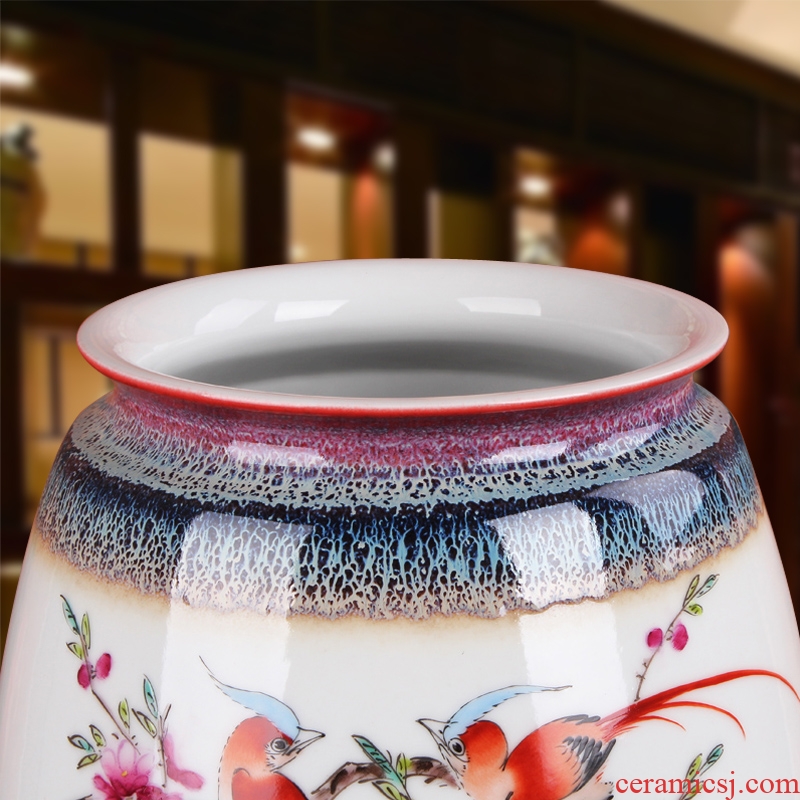 Famous Xia Guoan jingdezhen ceramics vase upscale hand pastel color glaze peony flower vase
