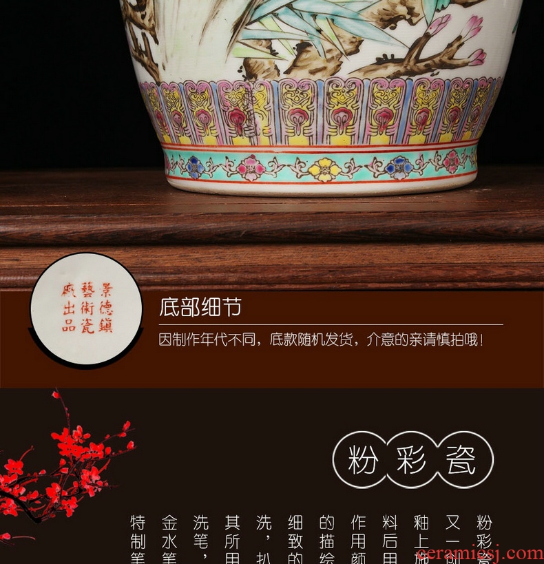 Jingdezhen ceramics factory goods hand - made powder enamel big vase peony modern Chinese style household crafts