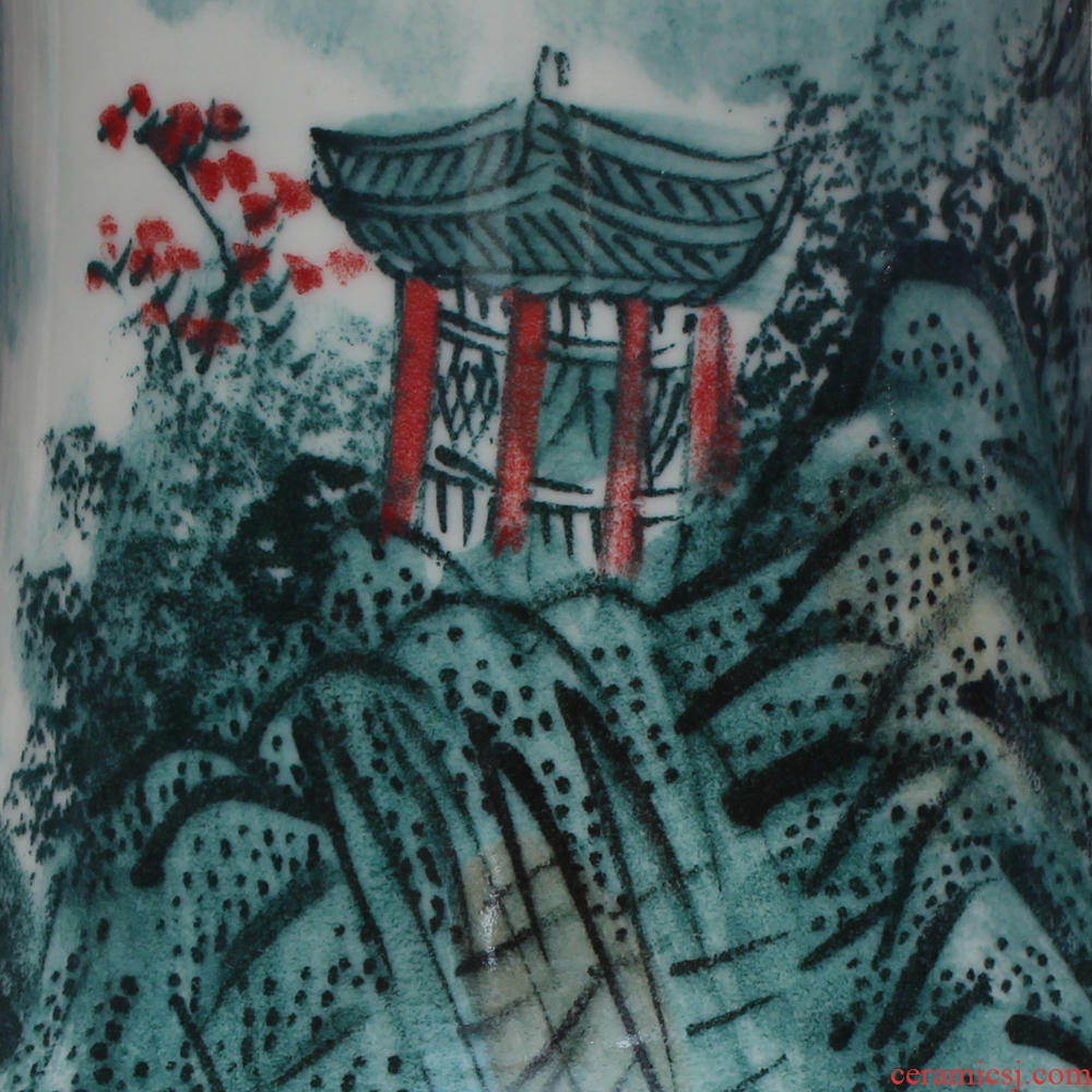 Jingdezhen ceramics hand draw freehand brushwork color ink landscape of large vases, hotel lobby decoration decoration furnishing articles