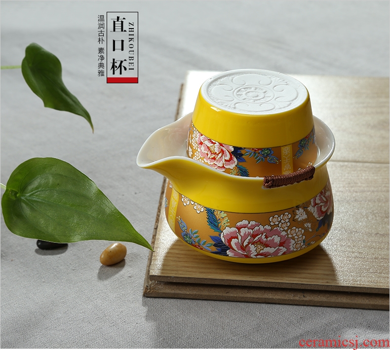 Friend is ceramic tea set crack cup travel a pot of a portable kung fu tea set prosperous day