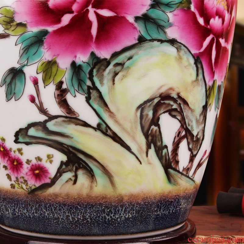Famous Xia Guoan jingdezhen ceramics vase upscale hand pastel color glaze peony flower vase