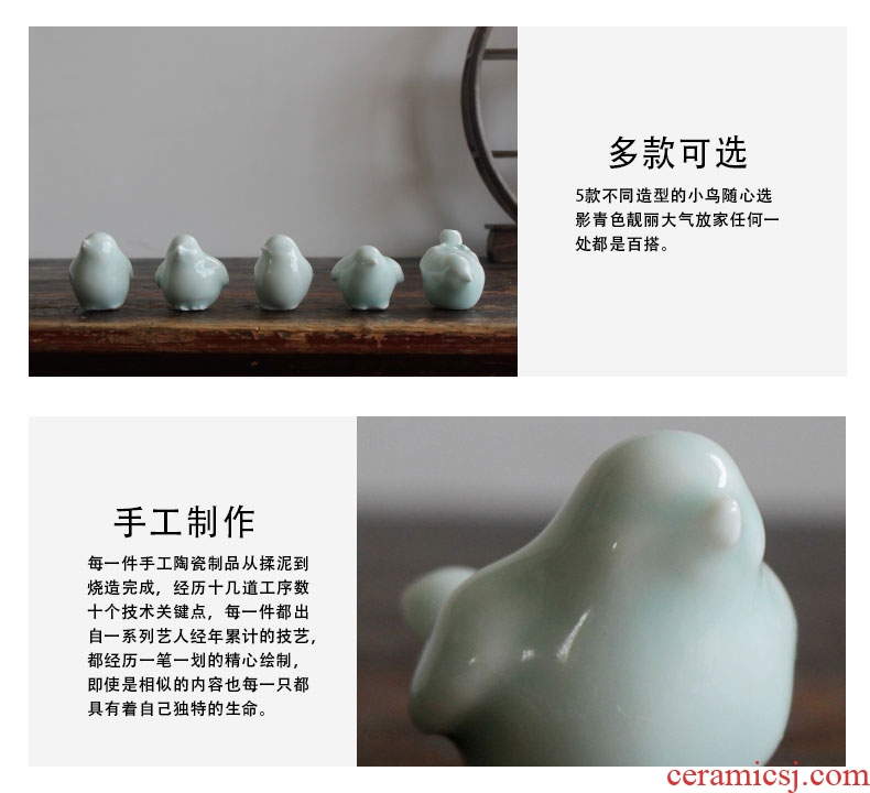 Jingdezhen ceramic manual shadow green ceramic, lovely mini ladybird furnishing articles study the desktop small ornament