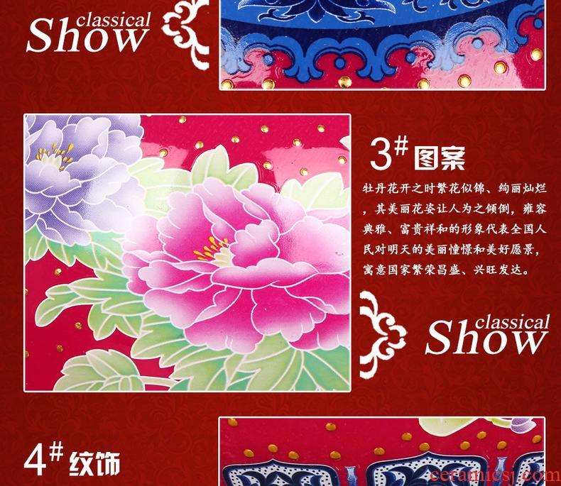 Jingdezhen ceramics high - grade enamel rosy peony vases, modern Chinese contracted household adornment furnishing articles
