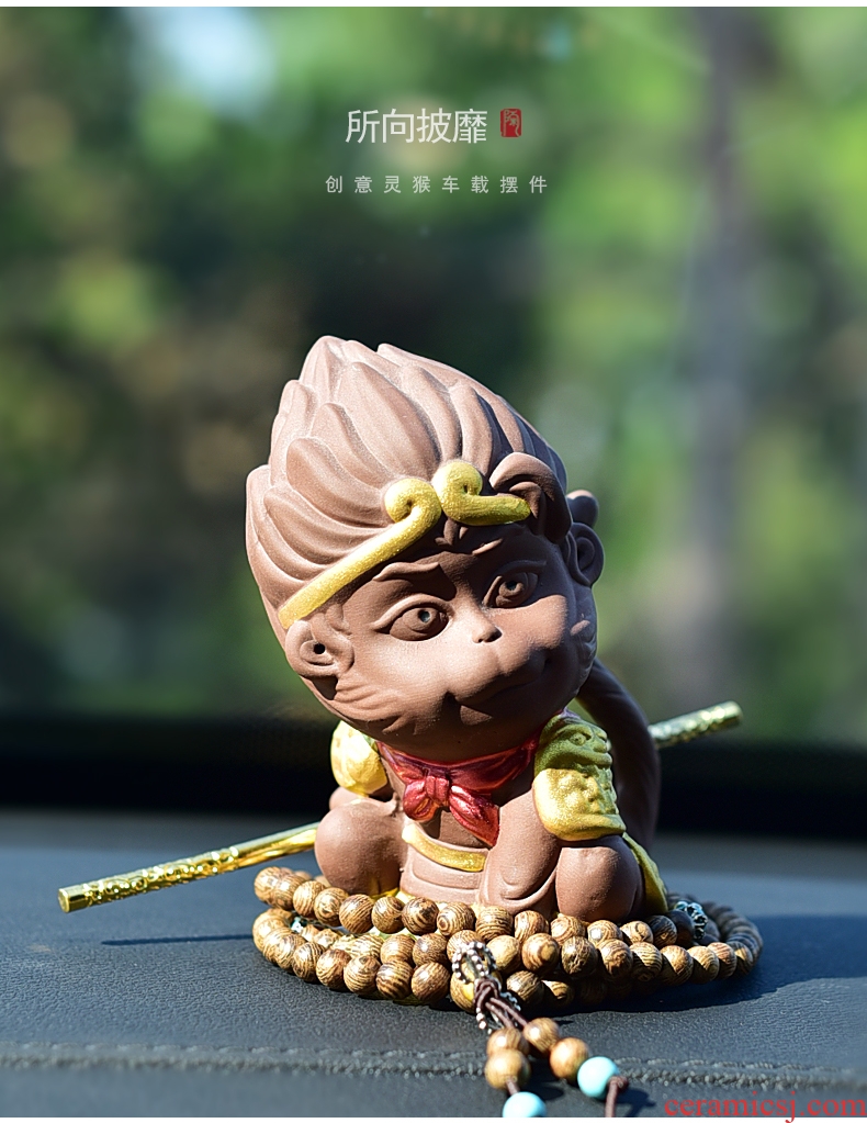 Tao fan back another purple sun wukong was zen tea can be kept monkeys ceramic tea pet furnishing articles, the young monk on - board