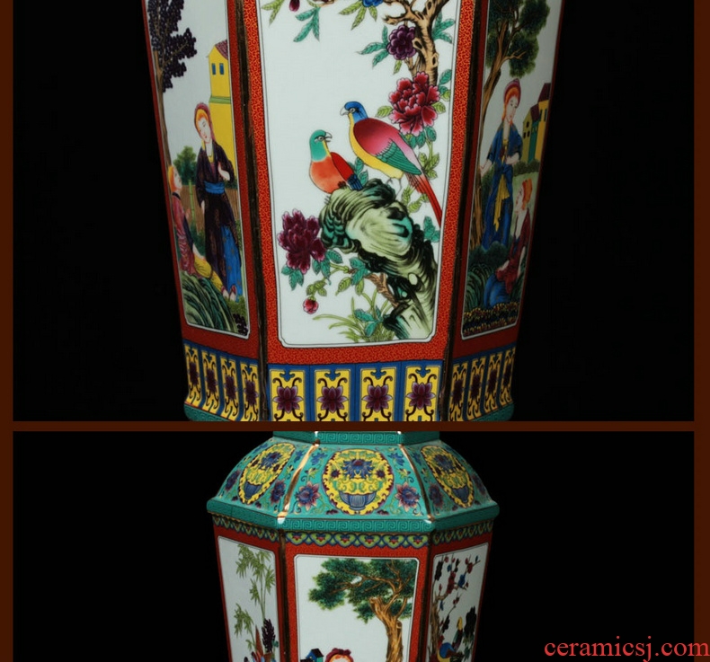 Jingdezhen ceramics, vases, antique turquoise enamel glaze Atlantic had the six - party vase crafts