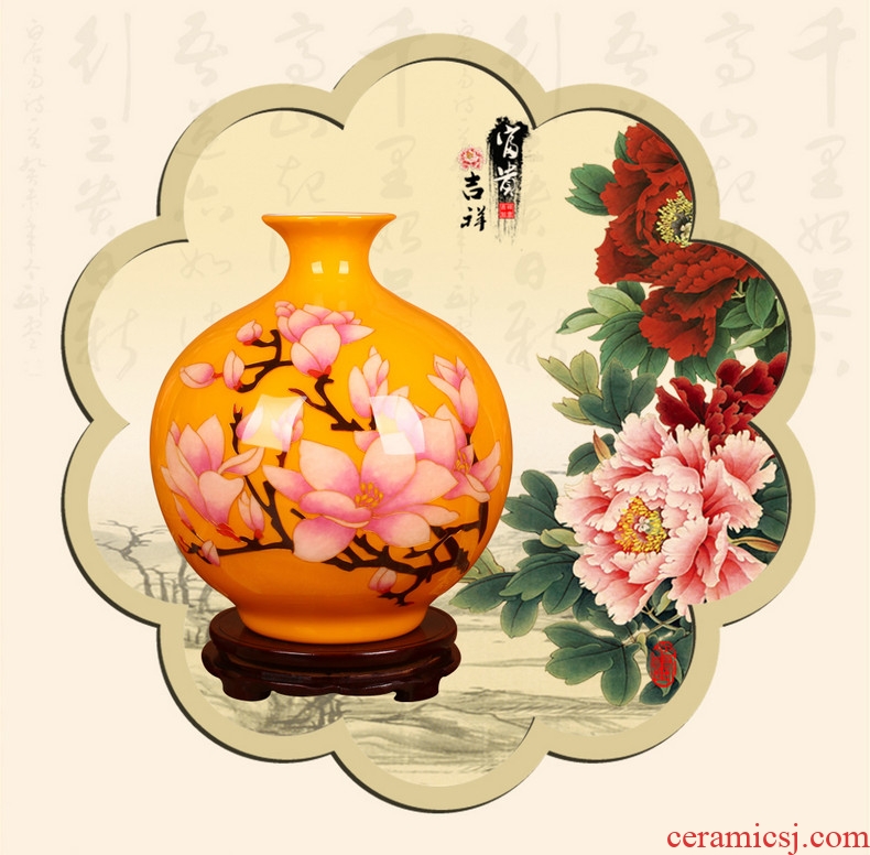 Jingdezhen ceramics vase high - grade gold straw yellow flowers open wealth vase modern household adornment furnishing articles