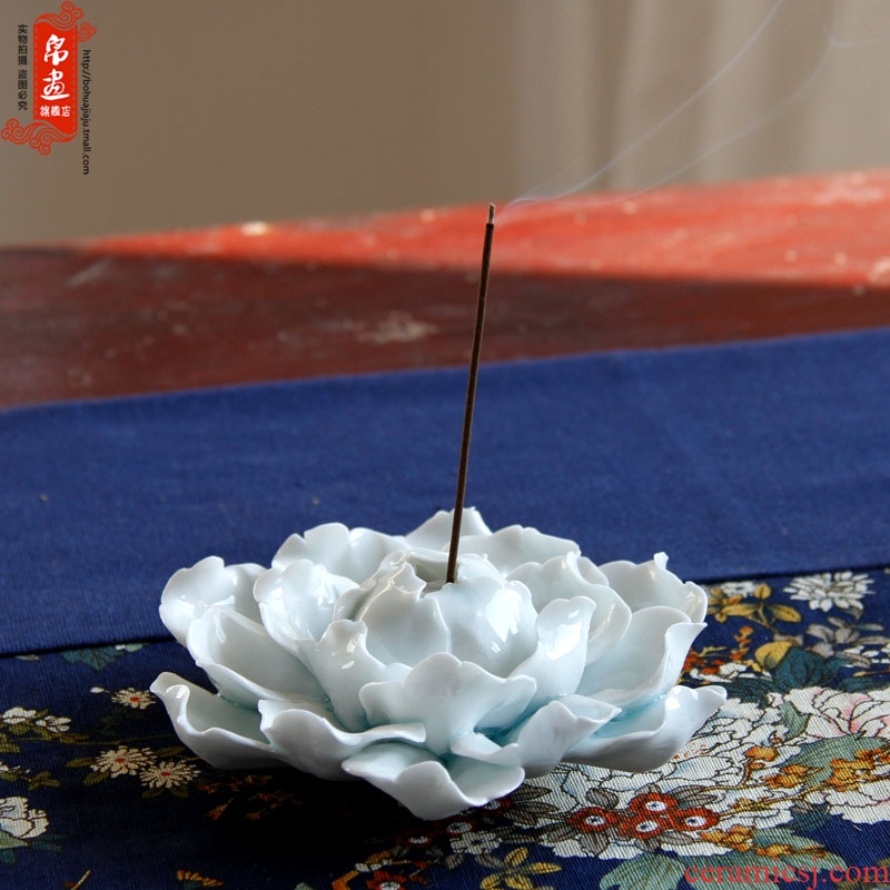 Jingdezhen shadow celadon all checking ceramic peony yarn sweet sweet scented decoration porcelain