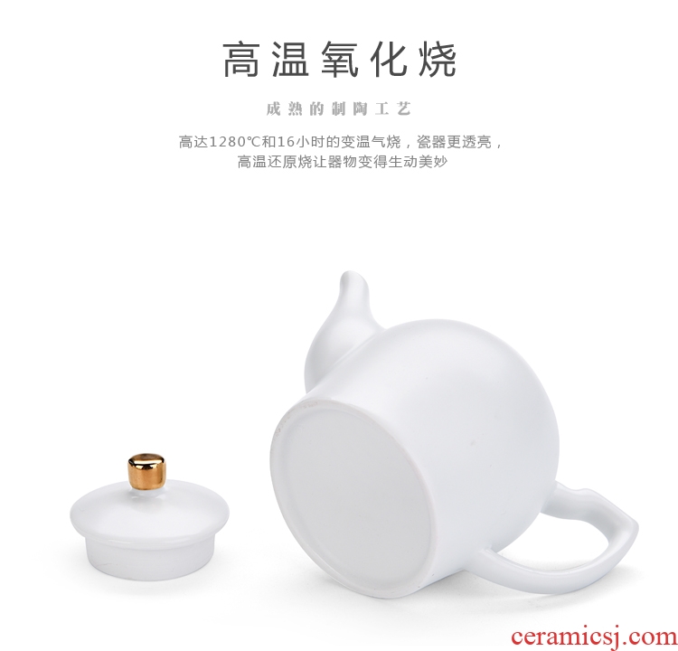 Quiet life jingdezhen Japanese vintage kung fu tea set porcelain handle teapot shadow celadon pot by hand