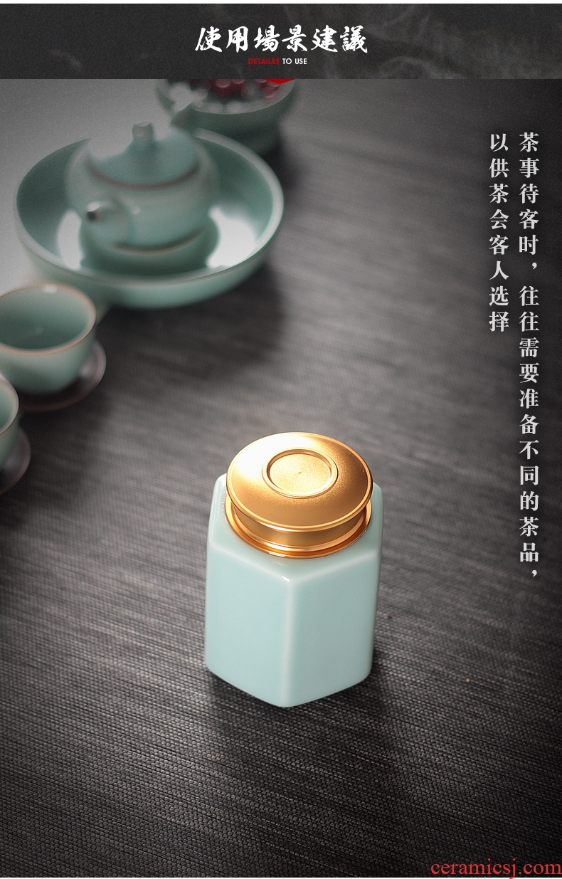 Caddy fixings ceramic seal household storage POTS tea accessories receives POTS sealed storage jar of longquan celadon