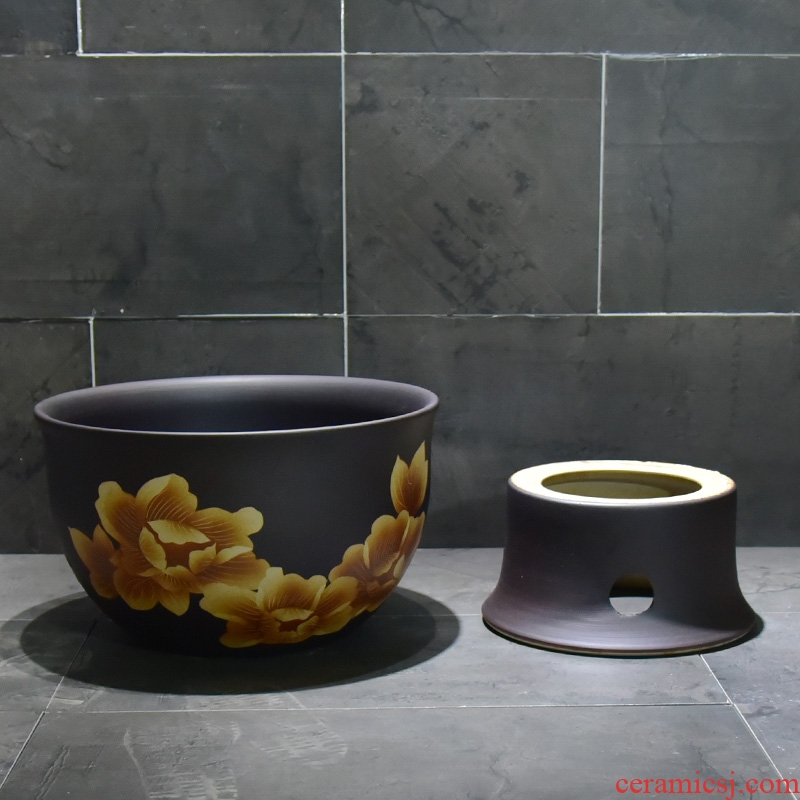 Jingdezhen ceramic golden peony mop pool home antique art restoring ancient ways is the balcony toilet easy mop pool