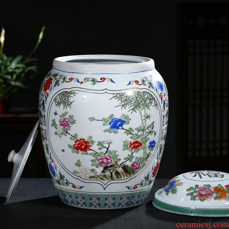 Jingdezhen ceramic urn burial articles large double cover ceramic cinerary urn burial removal tank of ashes