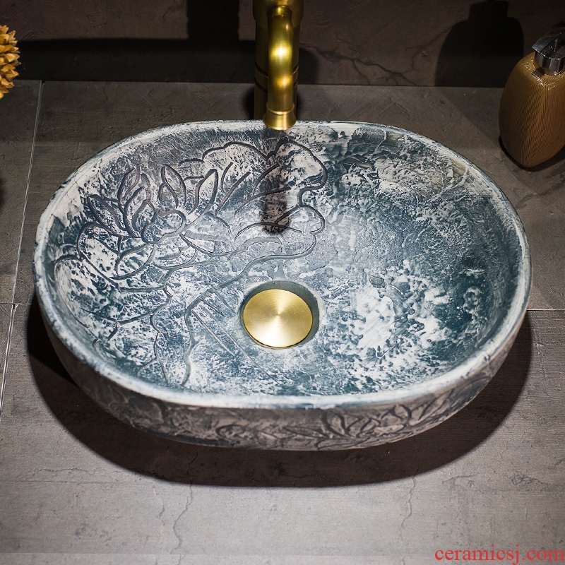 Jingdezhen ceramic engraving thin expressions using toilet stage basin sink basin, art basin lavatory basin