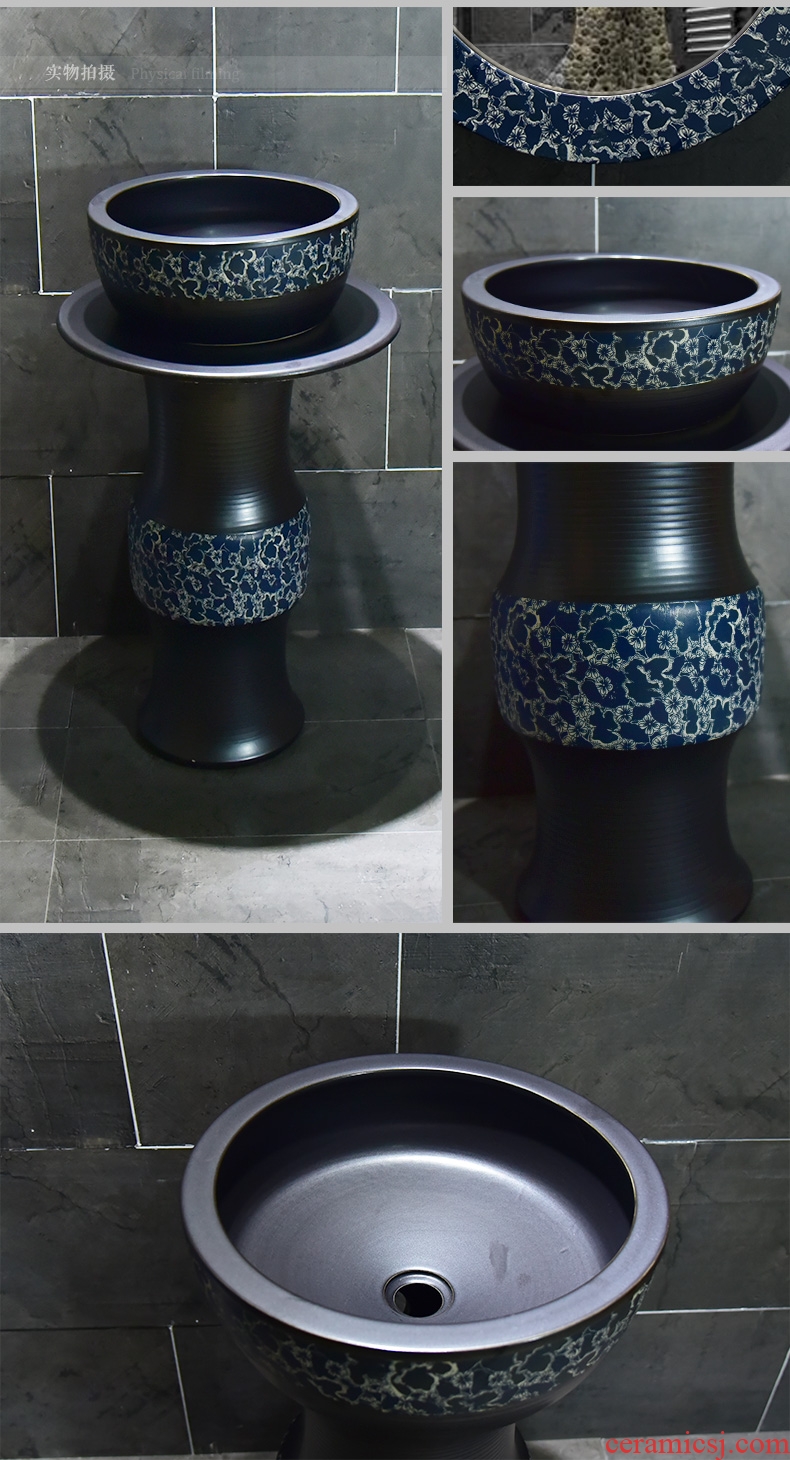 Ceramic basin of pillar type washbasin hand - carved archaize porcelain pillar of small family toilet floor for wash gargle