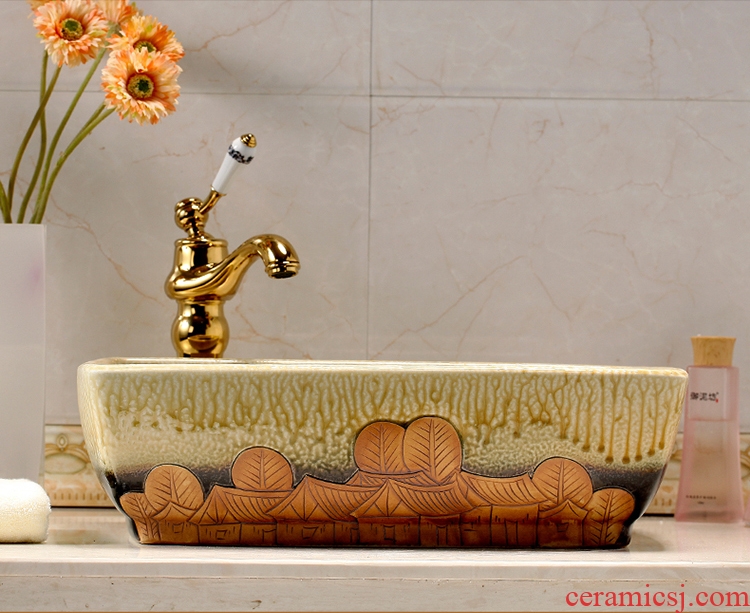 A Rectangle on the ceramic basin sink sink to wash face basin bathroom art antique plate of restoring ancient ways