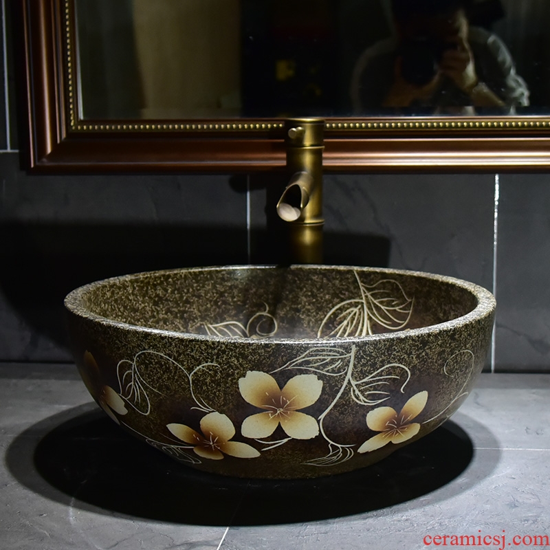 Basin stage Basin of continental Basin round household toilet retro art ceramic lavabo Basin that wash a small family
