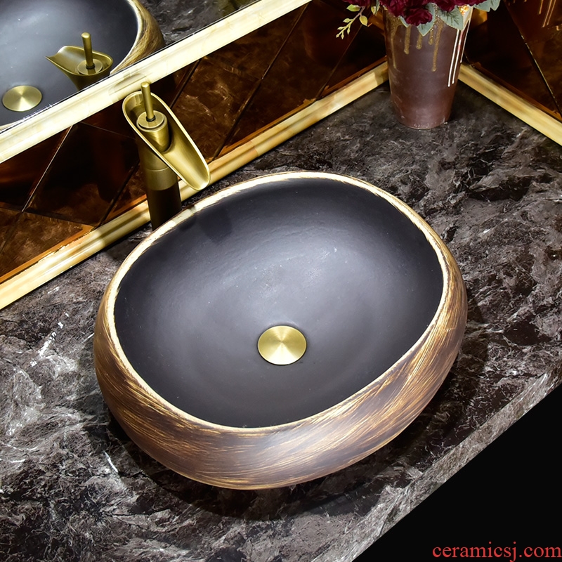 On the ceramic basin round art basin continental basin is the basin that wash a face small family toilet lavabo, household