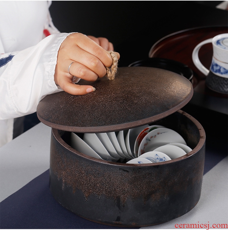 Purple sand pottery and porcelain tea pot large seal can save up tea cake as cans white tea tea cake tea packing box