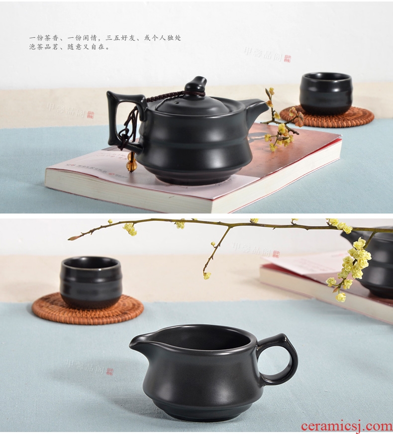JiaXin tea sets up of a complete set of kung fu tea tea cups, black white green ceramic POTS three