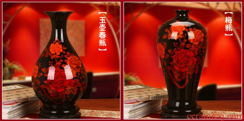 Jingdezhen ceramics high - grade crystal glaze peony vase sitting room home furnishing articles gift collection
