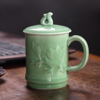 Creative celadon porcelain keller with cover cup cup contracted office cup tea cup move customization
