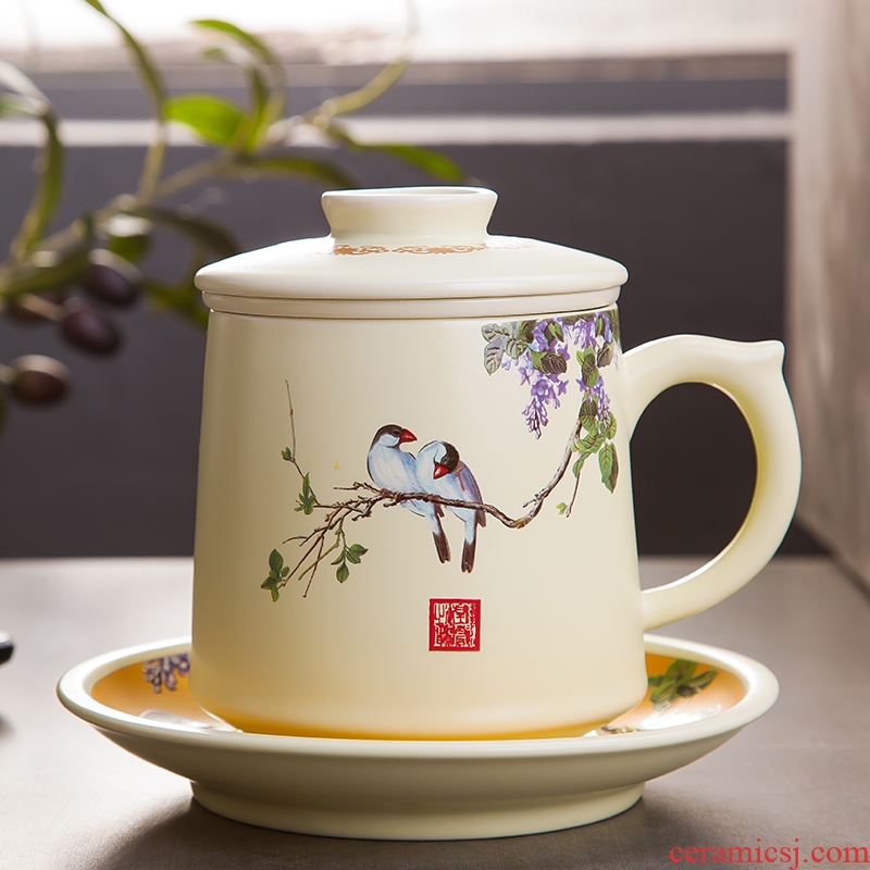 Jingdezhen ceramic cups office glass filter tea cup personal high - capacity tea cup 450 ml