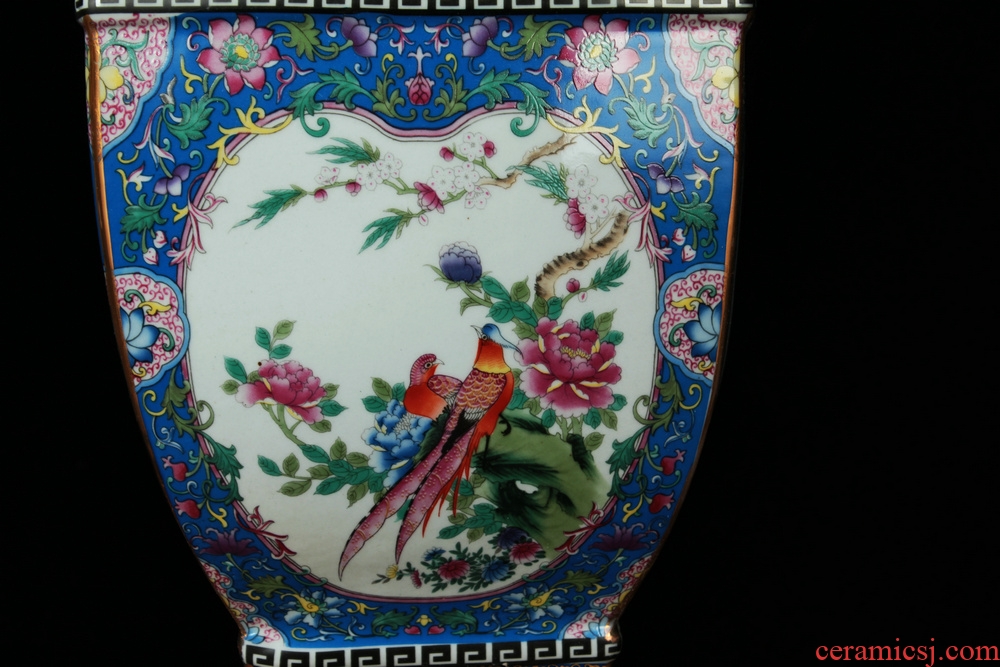 Jingdezhen ceramics vase see colour enamel archaize square flower vase classical household adornment furnishing articles