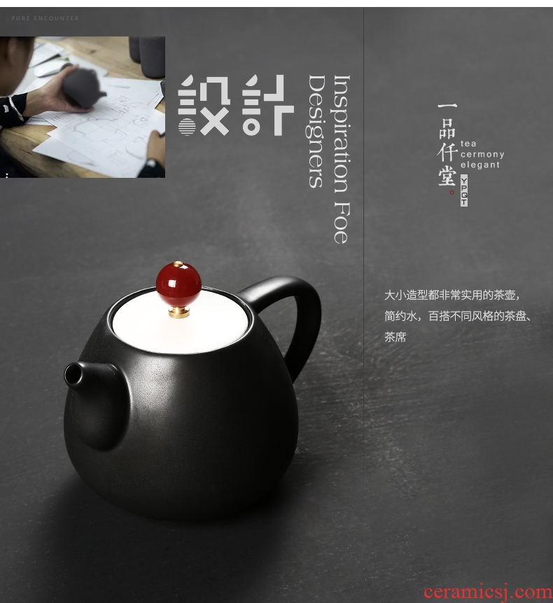 Yipin # $ceramic teapot inferior smooth Japanese teapot white porcelain kettle manual filtering single pot of kung fu tea set