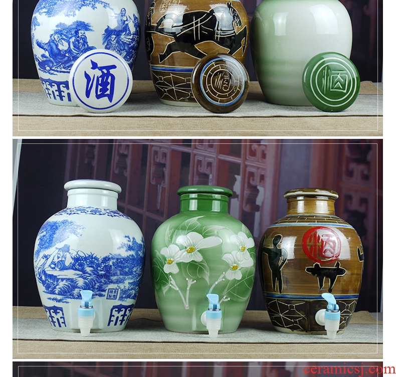 Jingdezhen ceramic jars 5 jins of 10 jins to ceramic bottle of liquor altar empty bottle sealed jar of wine jugs