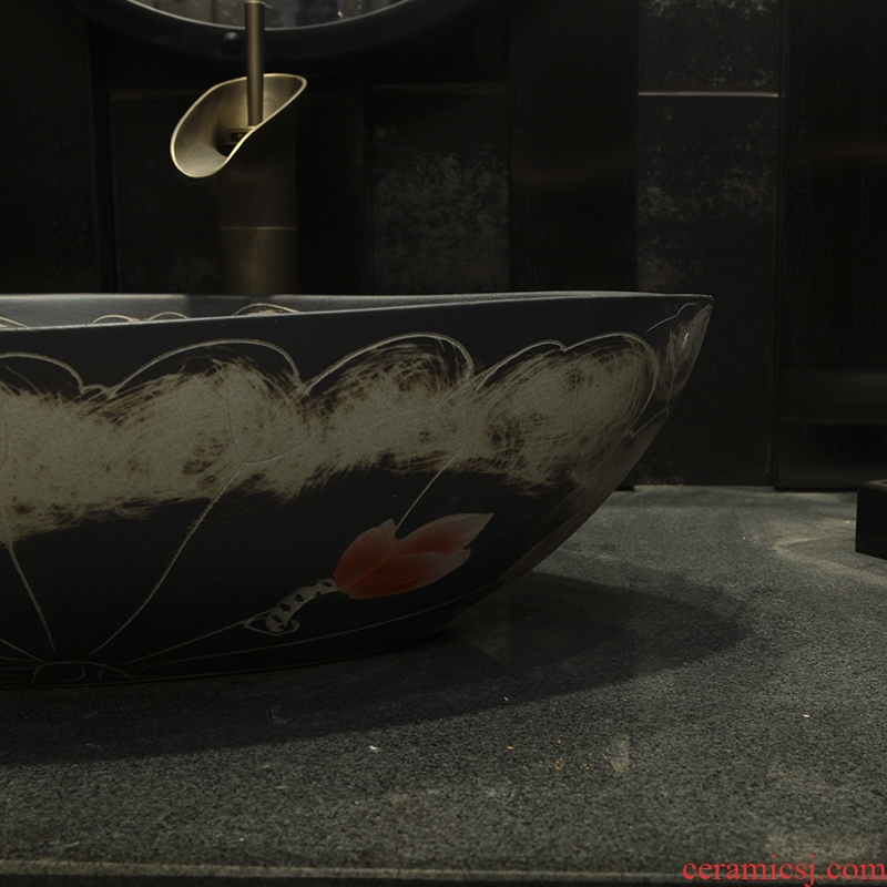 Ceramic lavabo art restores ancient ways the sink pool toilet lavatory basin basin elliptical shaped black on stage