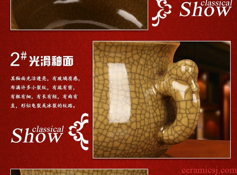 Jingdezhen ceramics archaize brother huang guan up crack open a piece of ssangyong 's ear big storage can act the role ofing is tasted furnishing articles