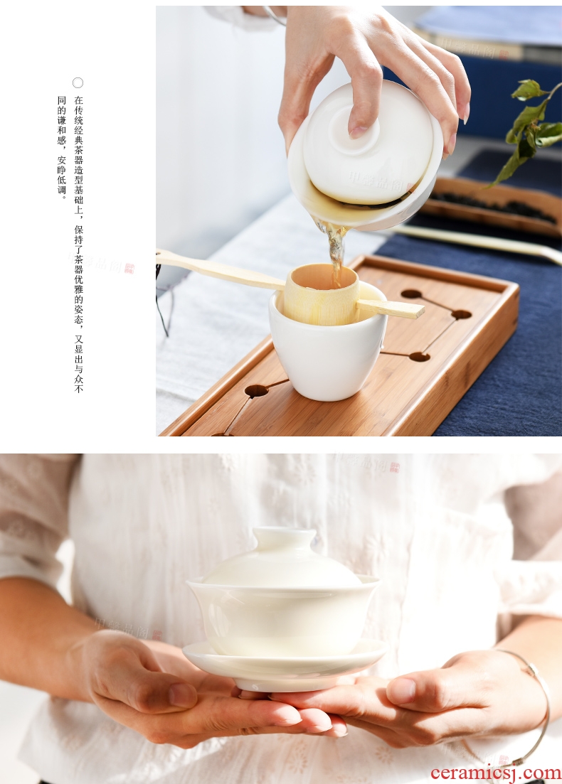JiaXin dehua white porcelain only three tureen large ceramic tea cup kung fu tea bowl medium cup tea accessories