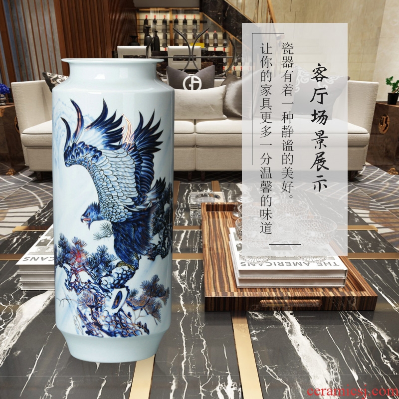 Blue and white see colour porcelain jingdezhen ceramics by hand unfolds the vase modern home furnishing articles