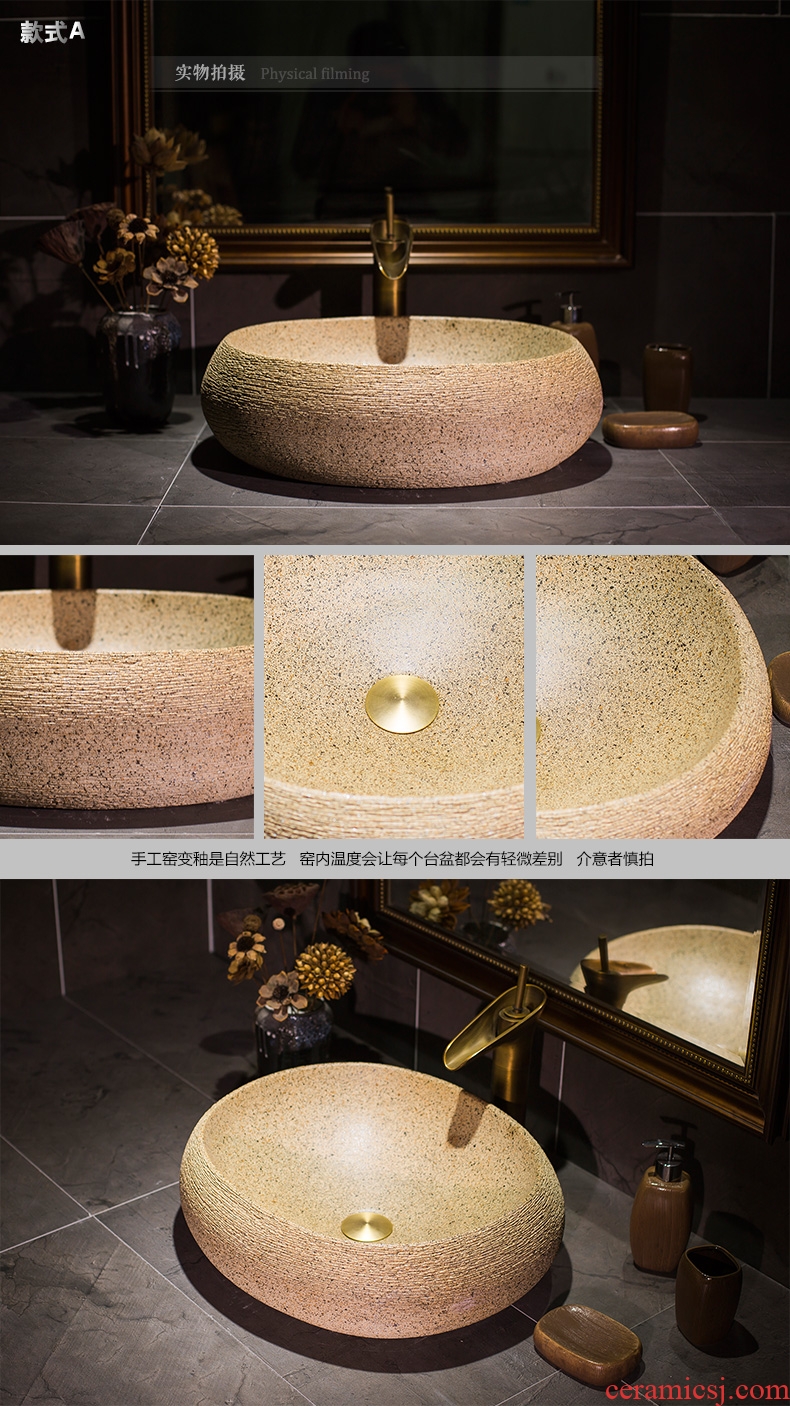Art basin on its oval ceramic lavatory toilet stage basin on restoring ancient ways is the sink of household contracted