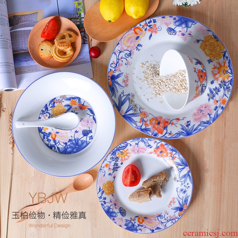 Jade cypress jingdezhen ipads porcelain ceramic famille rose porcelain tableware suit Chinese tableware suit "twelve flora"