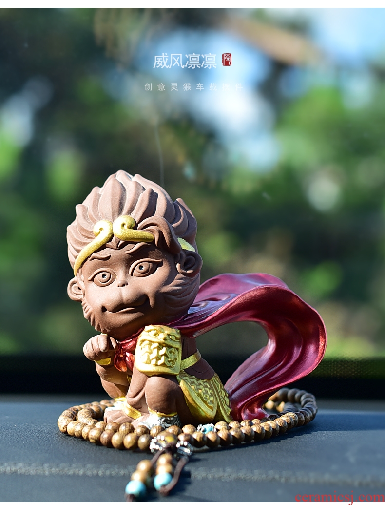 Tao fan back another purple sun wukong was zen tea can be kept monkeys ceramic tea pet furnishing articles, the young monk on - board