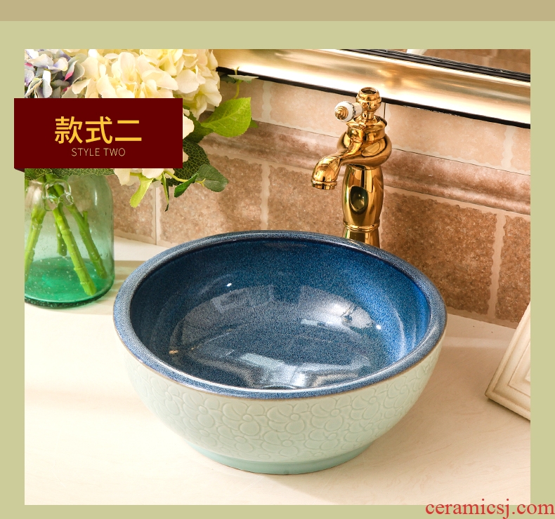 Ceramic small lavabo stage basin to small size circular art 35 cm sinks to restore ancient ways small household