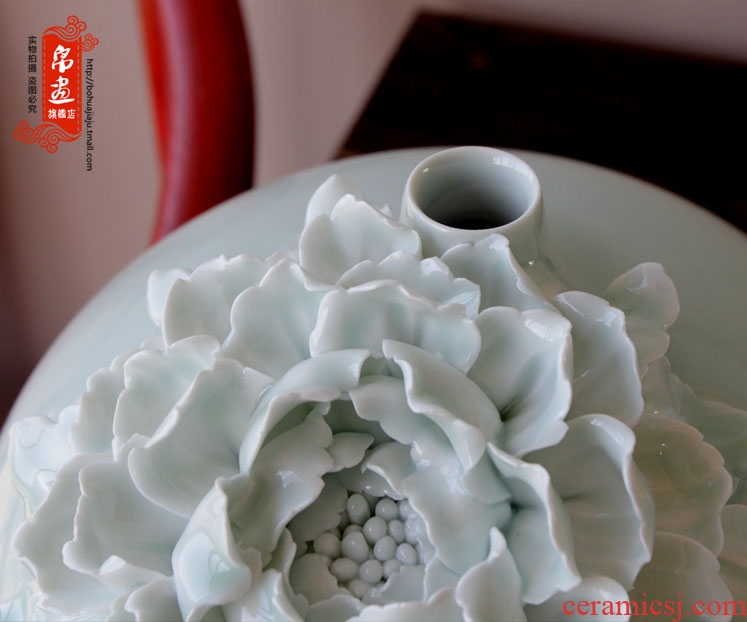 Furnishing articles jingdezhen ceramic vases, small expressions using manual shadow green home sitting room adornment creative flower arranging flower decoration